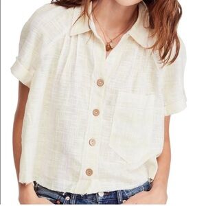 FREE PEOPLE Away At Sea Striped Shirt Top Medium